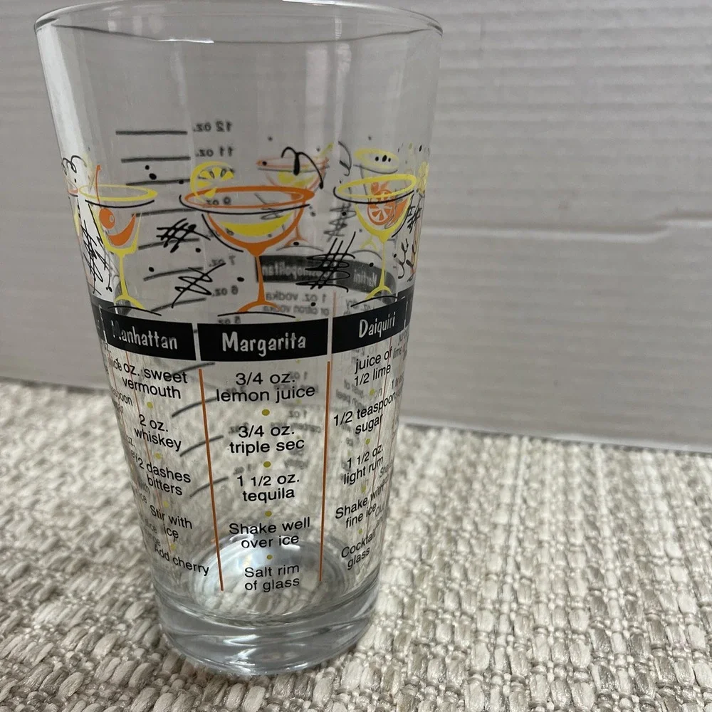 Vintage Style Cocktail Recipe Mixing Glass 12oz Measured Barware‎